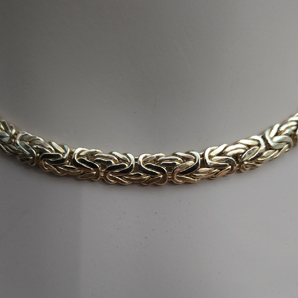 VINTAGE LUXURIOUS 14K YELLOW GOLD BYZANTINE CHAIN NECKLACE 16 INCH LOBSTER CLAW - Picture 14 of 14